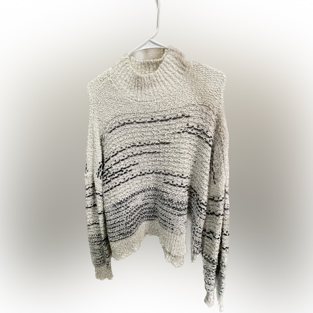 Knox Rose navy and gray mock neck sweater